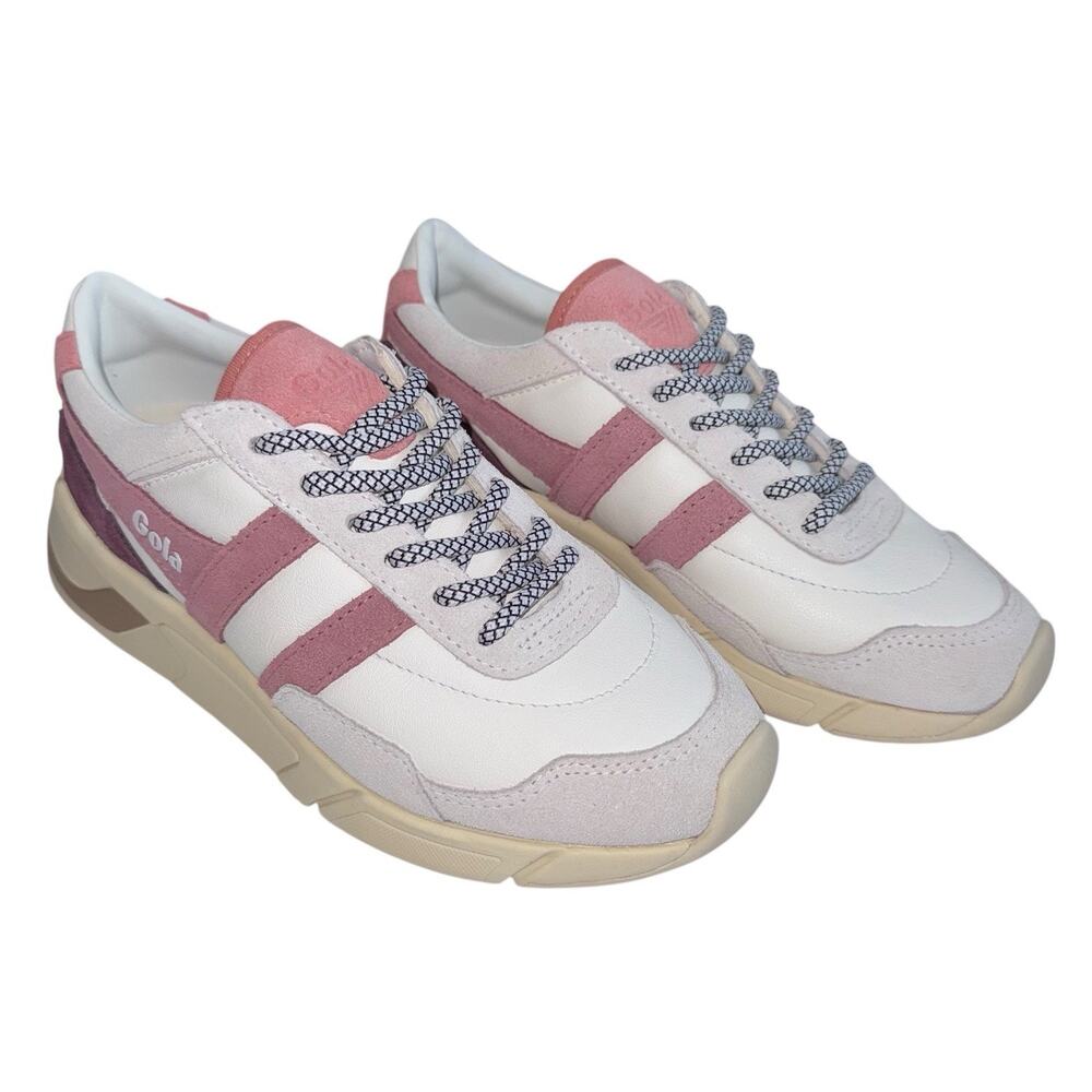 Gola Eclipse Pure Women White dusty rose Pink Lace Up Sneakers Shoes SZ/5 - Picture 12 of 14